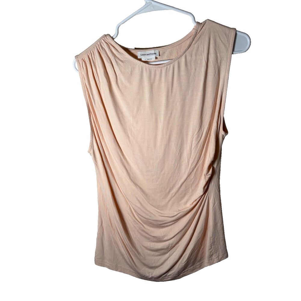 Lovers and Friends Tank Top Women's Medium Beige Ruched Sleeveless Casual